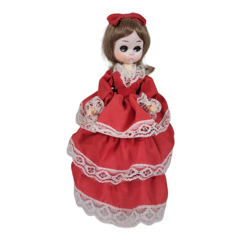 Vntg 1980s Bradley Doll Be Min Valentines Miss February‎ Doll Red Dress Sad eyes